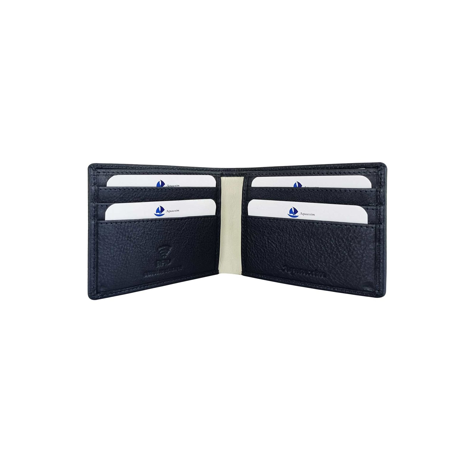 Genuine Leather Men’s Wallet Bi- Fold With RFID Blue