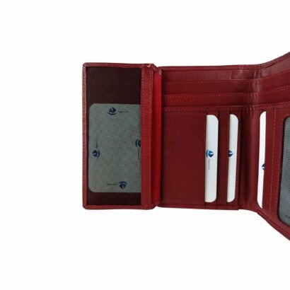 Fashionable Women's Leather Wallets With RFID Red