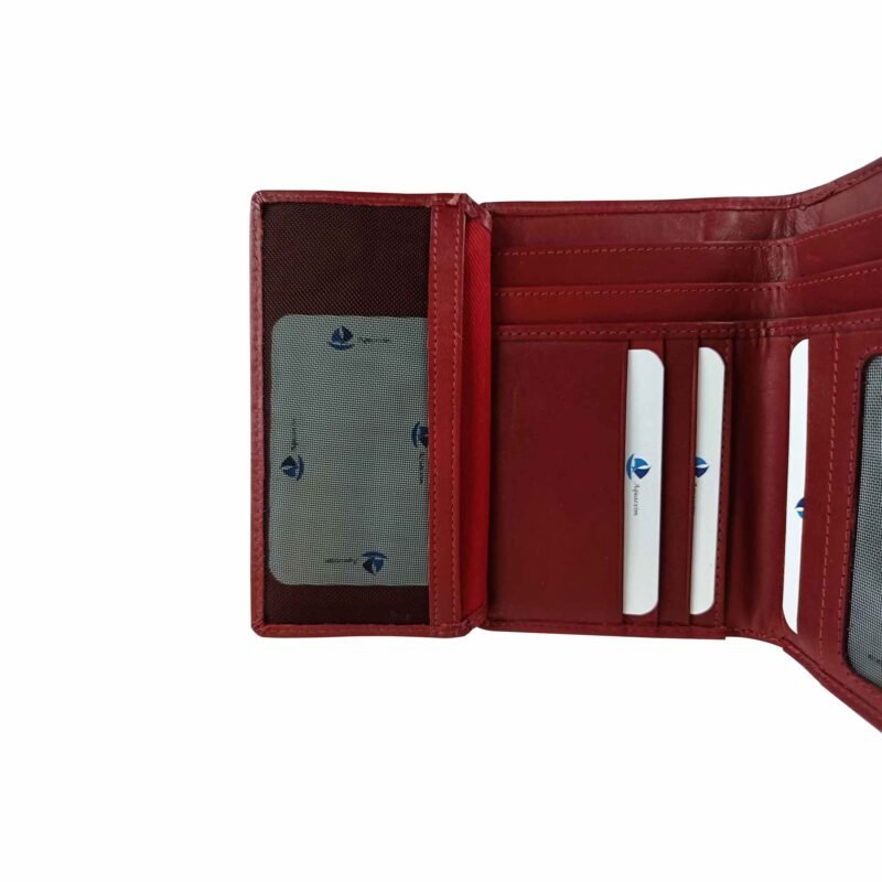 Fashionable Women's Leather Wallets With RFID Red