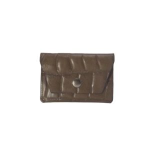 Leather Coin Pouch for Women Dark Green