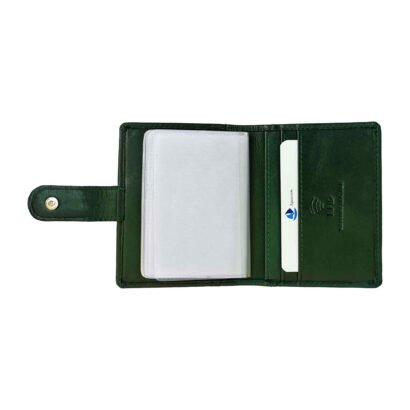 Leather Slim Album Card Holder With RFID Green