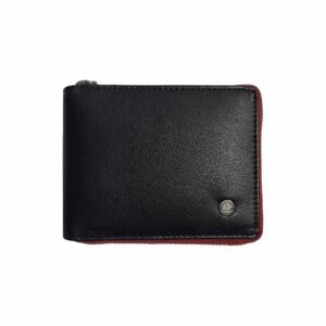 Men Wallet Flap With Round Zipper Black/Red