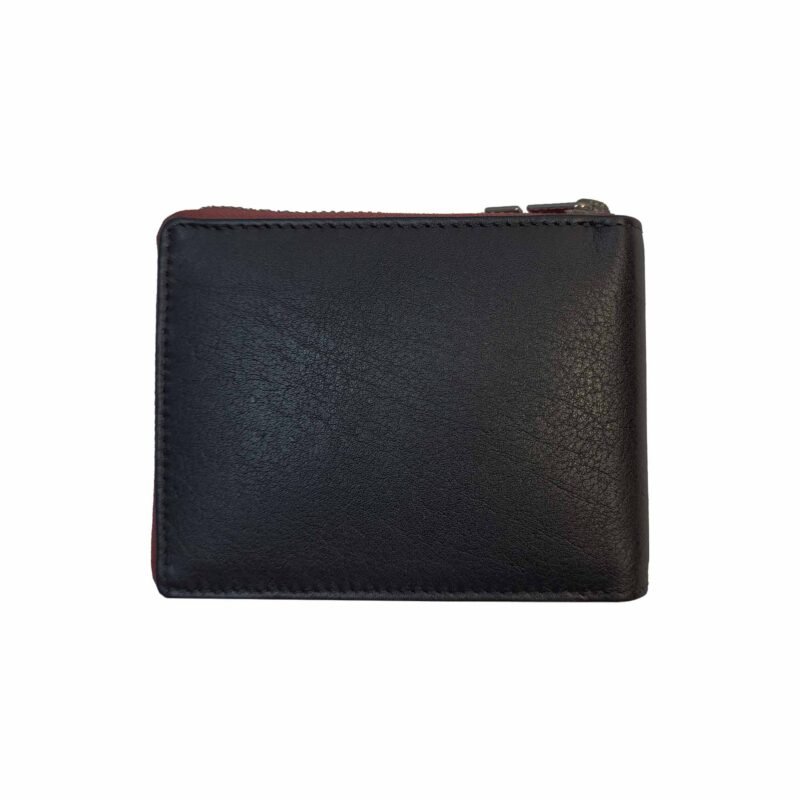 Men Wallet Flap With Round Zipper Black/Red