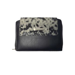 ladies Leather Wallet Black snake print