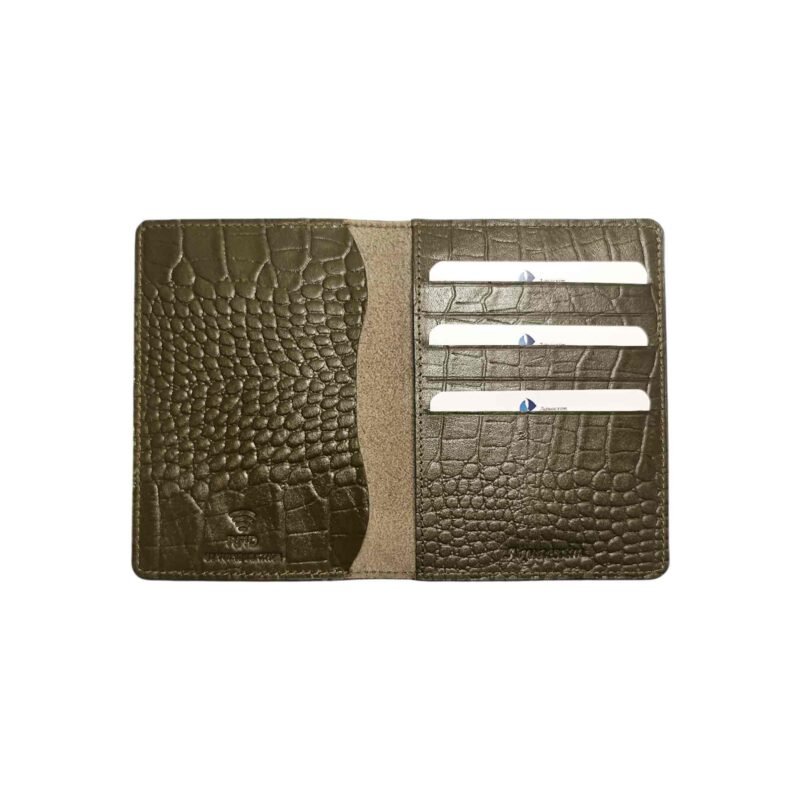 Aquaexim Slim Leather Passport Holder Dark Green