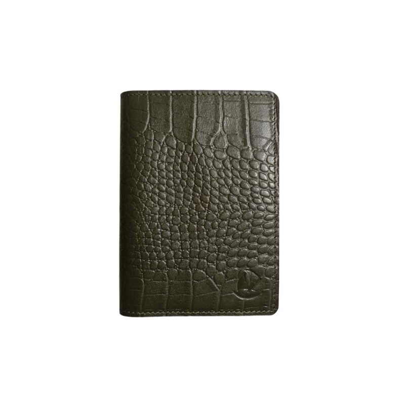 Aquaexim Slim Leather Passport Holder Dark Green