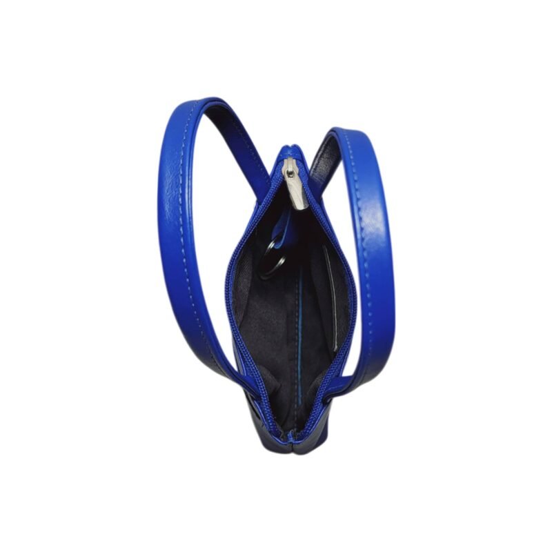 Aquaexim Ladies’ Genuine Leather Mini Sling Coin Pouch Blue