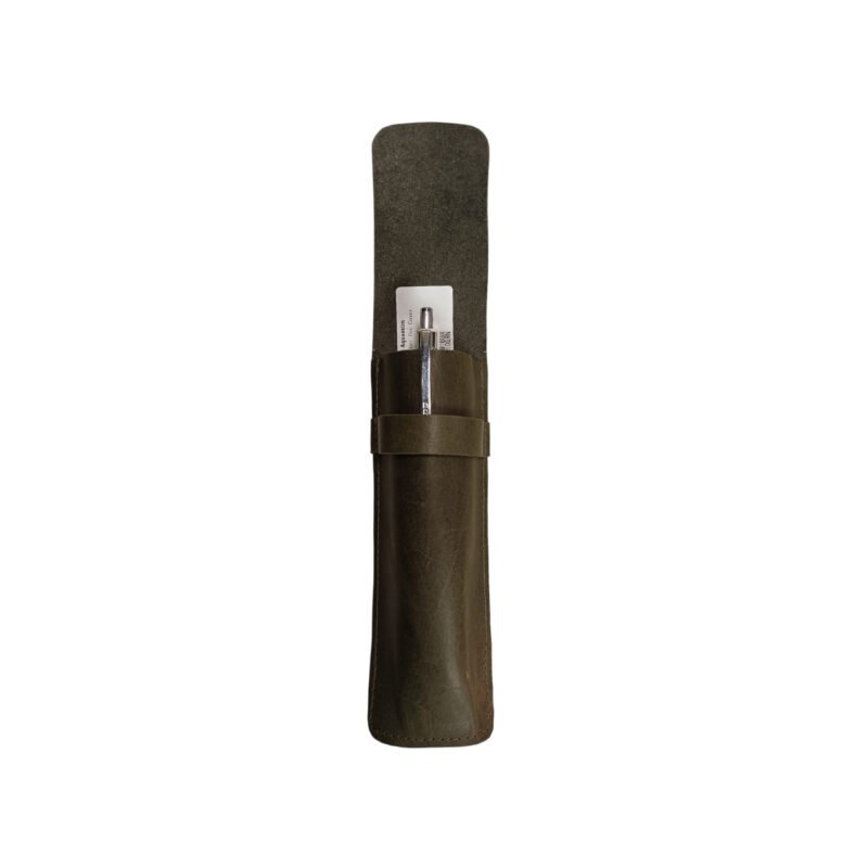 Minimalist Leather Pen Pouch – Soft & Durable Olive Green