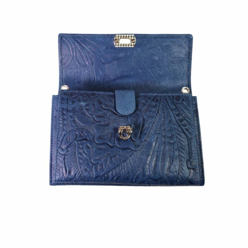 Trendy Leather Sling Clutch for Women Blue