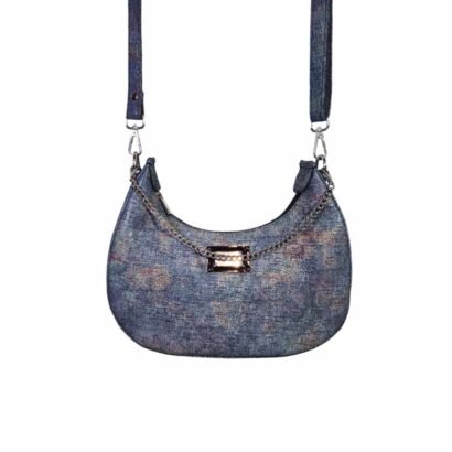 Aquaexim Stylish Round Leather Sling Bag For Women Denim
