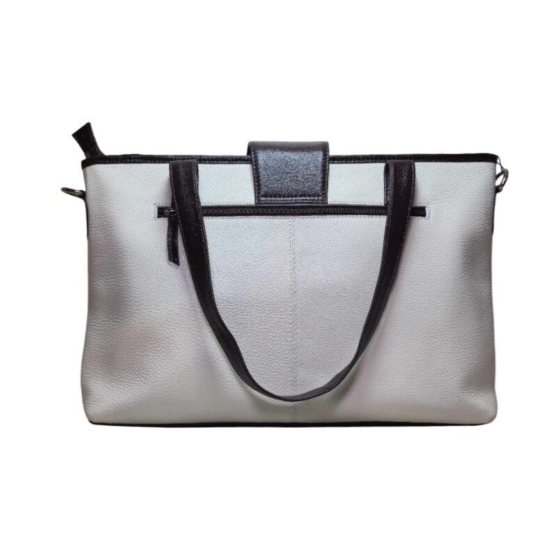 Aquaexim Luxury Women’s Tote Bag – Handcrafted Genuine Leather Off White