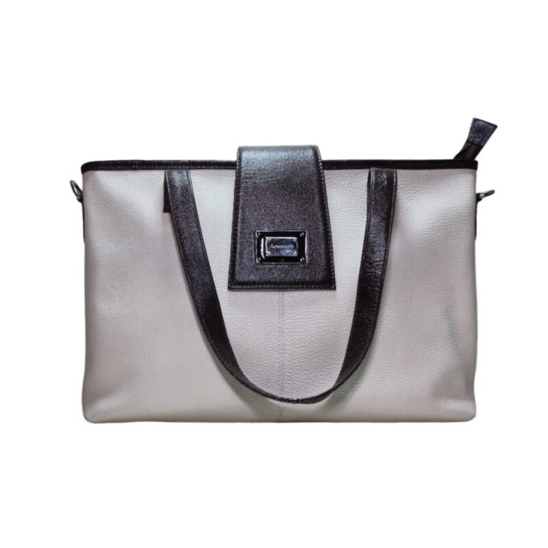 Aquaexim Luxury Women’s Tote Bag – Handcrafted Genuine Leather Off White
