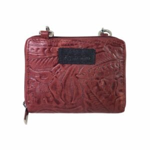 Premium Leather Mini Chain Sling Wallet for Girls Brown Texture
