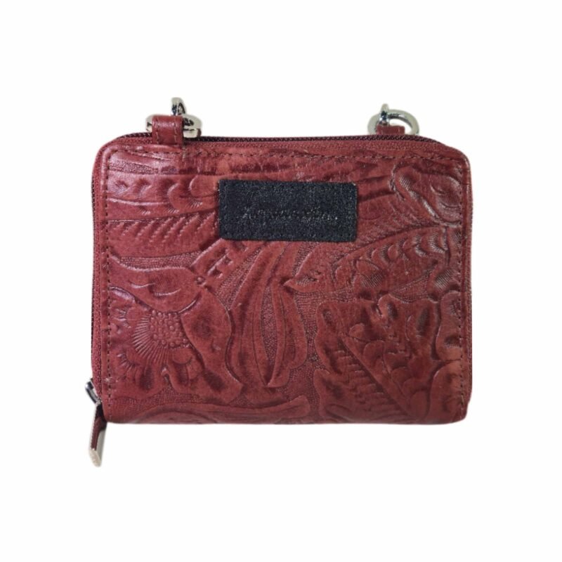 Premium Leather Mini Chain Sling Wallet for Girls Brown Texture