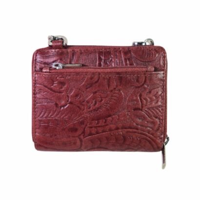 Premium Leather Mini Chain Sling Wallet for Girls Brown Texture