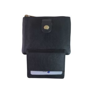 Stylish Coin Pouch with Card Slots Black