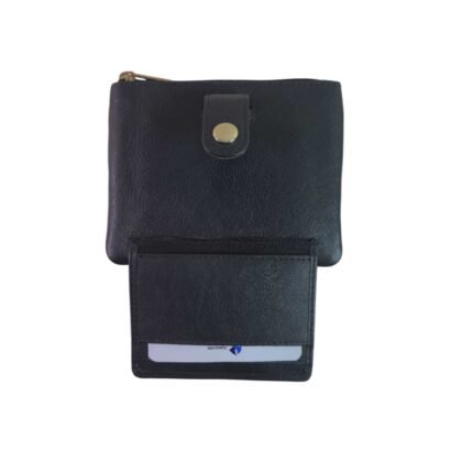 Stylish Coin Pouch with Card Slots Black