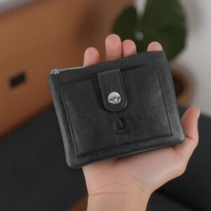 Stylish Coin Pouch with Card Slots Black
